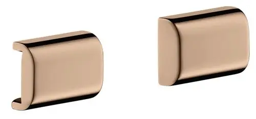 Abdeckung in Polished Red Gold für eine Reling. Das Produkt gehört zur AXOR-Serie und zeigt eine geschwungene, glatte Form ohne sichtbare Befestigungen.